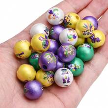 4Amazonia 10/50pcs/Set Carnival Wood Beads, Green Wood Spacer Beads, Polished Round Beads, Wooden Gras Craft Beads, DIY Craft Wreath Home Party Decor - Multicolor - View 6