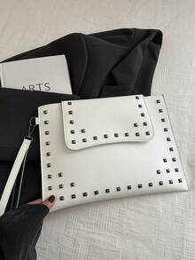 Niche Envelope Design Rivet Handbag, Women's New Stylish Simple Versatile Underarm Clutch Bag