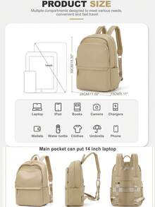 Women's Laptop Backpack, Fits 14/15 Inch Laptops, Fashionable Water-Resistant Lightweight Bookbag, Suitable For Travel, Work, Business, Teachers, Nurses, With Laptop Compartment, Fashionable Backpack/Wallet For Women And Girls, Girls' Daily Backpack/Schoolbag, Random Shipment Of New And Old Versions - Màu Khaki - Xem 3