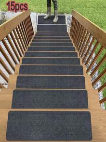 15pcs Reusable Self-Adhesive Stair Treads, Suitable For Indoor Hardwood Steps, Anti-Slip Carpet Stair Pads - Multicolor - View 16