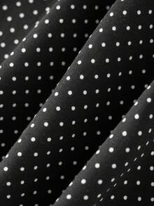 Women's French Vintage Polka Dot Top Cute Square Neck Short Sleeve T-Shirt Slim Fit Milkmaid Blouse Elegant Summer Going Out Tops - 黑色 - 查看 7