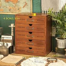 Organizador de escritorio de madera vintage con 5 cajones, caja de almacenamiento rústica para el hogar y la oficina. - Marrón - Ver 9