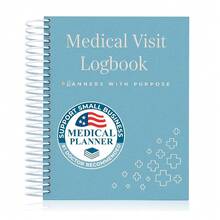A5  Visit Logbook - Compact Spiral Bound  Planner & Health Journal For Chronic Illness, Doctor Appointments, Symptom TracFKing, Medications &  History Organizer Notebook Pocket Folder - Blue - 查看 1