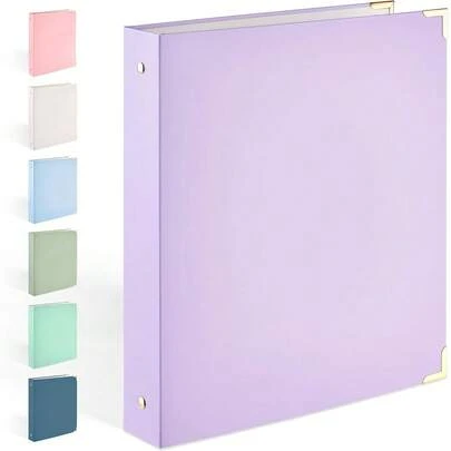Sooez 3 Ring Binder With Metal Corners, Cute 1 Inch Binders Fits 175 Sheets Of Paperwork, Three Ring Recipe Binder With Pocket For Women Schoolsss Home Office Supplies, Letter Size 8.5\ X 11\, Purple