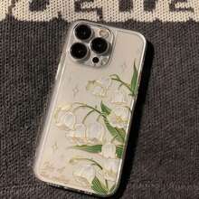Floral Pattern Phone Case, Decorative Protection For Phone, Compatible Phone Accessories For IPhone 16 15 14 13 12 11 Pro Max XS XR - Clear - View 8