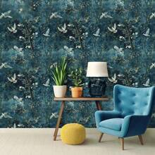 1 Roll Oil Painting Style Wallpaper, Dark Forest Bird Pattern Self-Adhesive Removable Wallpaper, Waterproof And Moisture-Proof, Suitable For Bedroom, Living Room, Fireplace Background, Stairwell, Home Wall Decor And Cabinet/Furniture Renovation, Wall Art Print - Multicolor - View 3