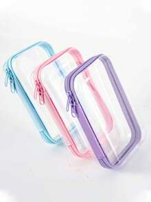 1个透明硬壳收纳盒 - 超透明双层PVC收纳袋，适用于旅行、化妆品和玩具收纳 - 便携、可堆叠、节省空间、拉链开合方便、双拉链硬壳透明收纳袋、防水收纳盒 - 彩色 - 查看 7