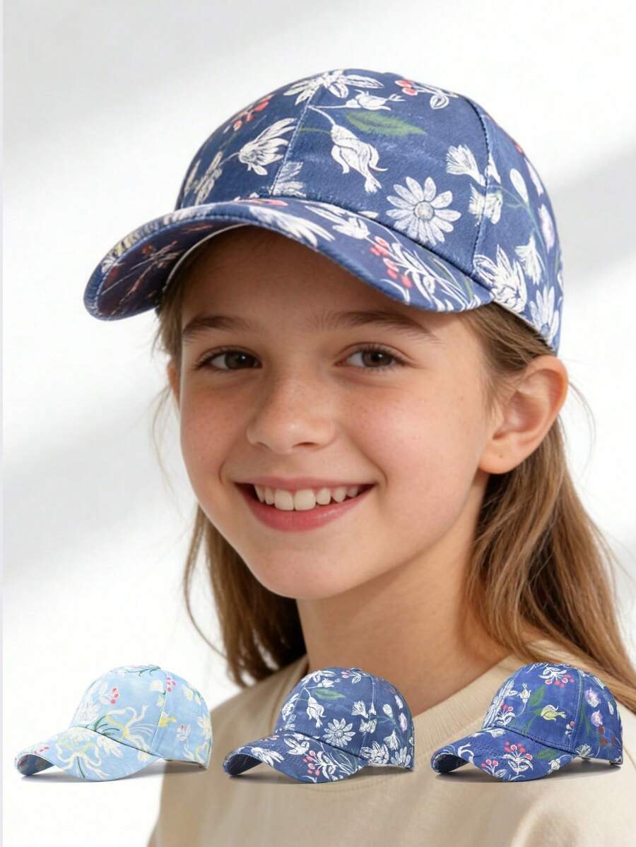 1 قبعة بيسبول مطبوعة قابلة للتنفس للأطفال، قبعة شمس كاجوال للبنات، مناسبة للارتداء في الخارج والاستخدام اليومي، للربيع والصيف - 1PC - مشاهدة 1