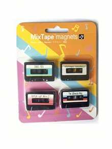 4pcs Retro Cassette Tape Design Refrigerator Magnets, 4.2*3cm And 4.2*4.2cm, Vinyl Record Theme Decorative Stickers For Home, Room, Kitchen, Office Decor, Fridge Magnets, Home Accessories - Multicolor - View 14