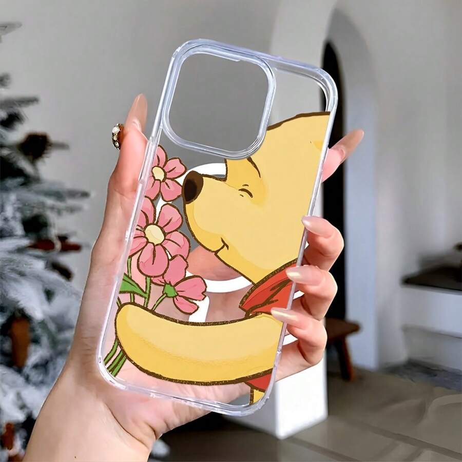 Disney. Winnie The Pooh Patterned Phone Case Decorated With Flowers And A Cheerful Design. Compatible With IPhone 17, 16, 15, 14, 13, 12, And 11 Pro Models, With Shockproof Protection. Ideal For Gifts For Family, Friends, Birthdays, Spring Festival, Holidays, And Valentine's Day. - 無色 - 查看 1