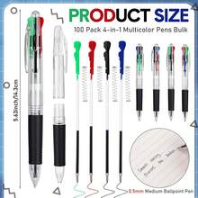 10pcs Multi-Color Multi-Function Ball Pen 4 In 1 Color Transparent Pen Holder 0.5mm Smooth Writing Retractable Multi-Color Gel Ball Pen, Suitable For Office And School Supplies, Valentine's Day Gifts