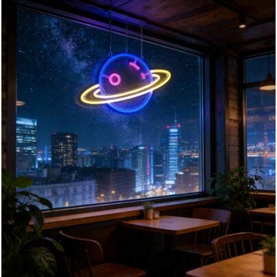 Colorful Neon Planet Light, Wall Decor, USB Dimmable Neon Lamp, Suitable For Space, Bedroom, Game Room, Birthday Party And Other Occasions