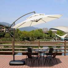 Reemplazo de tela para sombrilla de 2,7 m, 8 varillas, voladiza, doble capa, para patio exterior, jardín, etc. - Blanco - Ver 2