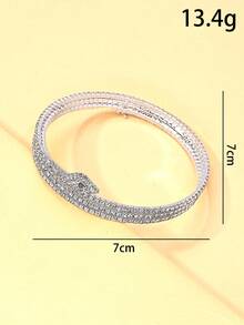 1件时尚全镶钻臂环手镯，闪亮蛇形水晶手镯