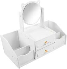 Multifunction Makeup Organizer, Jewelry Box With Drawers & Mirror For Brushes, Eyeshadow, Lipstick, Skincare Organizers Dresser, Vanity Table Cosmetic Storage, Perfect Gift For Girlfriend, Wife And Daughter - 白色 - 查看 9