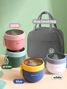 1个便携式燕麦片容器，带盖和勺子，可用作早餐杯、沙拉杯、奶昔杯、减肥杯、燕麦片盒午餐袋套装，可重复使用，也适用于水果、布丁、麦片、牛奶、汤等，非常适合家庭厨房、学校、办公室、旅行和户外野餐。 - 彩色 - 查看 9