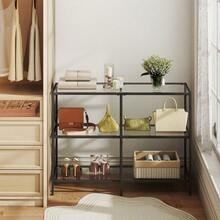 39.4 Inch Console Table, 3-Tier Modern Sofa Table For Hallway, Living Room Bedroom, Black - Black - View 8