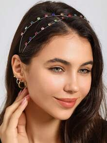 1件优雅水钻珍珠树脂交叉发箍，适合日常、上学、舞会、母亲节、情人节、正式场合，时尚高端的女性装饰品（颜色随机）