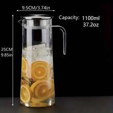 1个耐热大容量透明果汁壶 - ins风夏季饮品容器 - 适用于冰茶、果汁、咖啡、冷泡茶 - 适合家庭、餐厅、办公室使用 - 最佳节日礼物 - 無色 - 查看 7