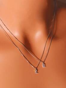 S925 Sterling Silver Letter Necklace, 14K Gold Plated, Customizable 26 A-Z Letter Pendant, Elegant Jewelry, Valentine's Day Gift, Women's Choice - Silver - View 2