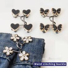 4件装锌合金心形可调节牛仔裤腰带 - 优雅简约金属牛仔裤纽扣，适用于女士裤子，腰部调节器，无需缝纫即可快速贴合，适合女性全年日常穿着 - 彩色 - 查看 3