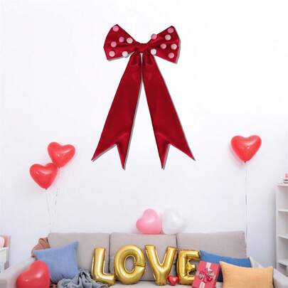 Valentine's Day Bows With Colorful Felt Balls Decor Large Bow Ornaments For Tree Wreath Door Home Party