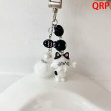 1 Piece New Stylish Keychain Pendant, Cute Cartoon Kitten Eating Fish Plush Ball Keychain Pendant, Can Be Used As A Bag Accessory, Phone Case, Or Keychain Pendant. - Multicolor - View 14