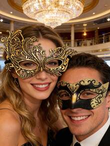 High-End Gold Costume Set For Masquerade Ball, Venetian Party, Christmas, Halloween, Couples Party, Carnival, Cosplay - Gold - View 4