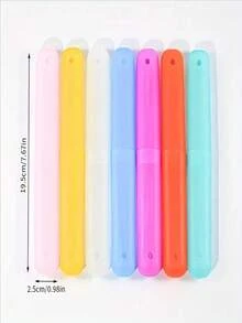 1pc/2pcs/4pcs Random Distribution Toothbrush Box Travel Portable Set Candy Colored Frosted Felt Toothbrush Head Protective Cover Dustproof Dental Tool Storage Box, Premium Felt Padded Case For Brushing, Lightweight Bathroom Organizer, Ideal For Home, Travel, Gym, Dormitory, And Spring Festival Gift, Keeps Heads Clean, Quick Access - Multicolor - View 4