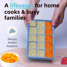 Blue Silicone Freezer Molds And Trays Set For Meal Prep Kitchen Essentials With 1 And 2 Tbsp 1/2 1 And 2 Cup Sizes Includes Lids 5 Pack - 藍色 5 件裝 - 查看 7