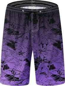 Mens Swim Trunks Quick Dry Board Shorts With Mesh, Breathable Fit Hawaii Beach Shorts Swimwear Bathing SuitsA Valentine's Day TOYA - Purple Leaves - View 9