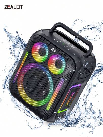  ZEALOT PT11 110W High-Power Wireless Speaker, Portable Outdoor Subwoofer With RGB Lights, Supports SD Card/USB/AUX, Dual-Speaker Pairing, Hands-Free Calling, Compatible With Smartphones/Tablets/TVs/Computers, Suitable For Outdoor Parties, Home Gatherings, Beach Events