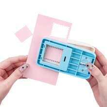 Rectangular/Square Postage Stamp Shape Craft Hole Punch, Scalloped Edge Paper Punch For Card Making, Scrapbooking, DIY, Portable Lever Action Puncher - Multicolor - View 4