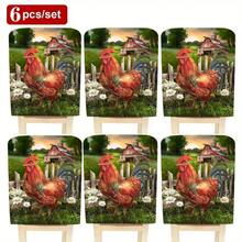 1 szt./4 szt./6 szt./10 szt. Wiosna/Lato Jaskrawoczerwony Kogut, Biały Drewniany Płot, Czerwona Stodoła, Otoczony Białymi Stokrotkami i Drobnym Kwiatowym Wzorem, Krótki Pluszowy Pokrowiec na Krzesło, Zdejmowany Krótki Pluszowy Ochraniacz na Oparcie Krzesła, Odpowiedni Na Wszystkie Pory Roku, Świąteczny Pokrowiec na Krzesło Do Jadalni, Salonu, Krzeseł Domowych - Wielokolorowe - Zobacz 15