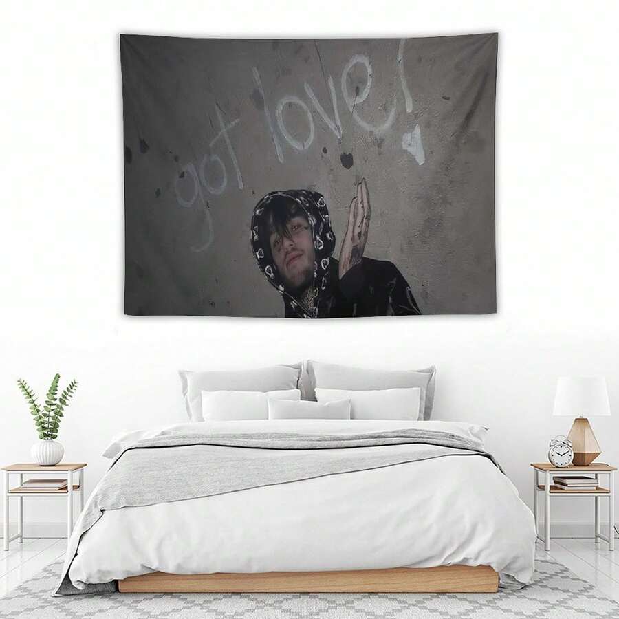 Lil Tapestries Love Peep Rapper Tapestry Wall Hanging - Vibrant Colorful Abstract Art, Horizontal Peach Light Beige Fabric Home Decor For Bedroom, Living Room, Door Curtain, Balcony - No Electricity Needed - Nhiều màu - Xem 1