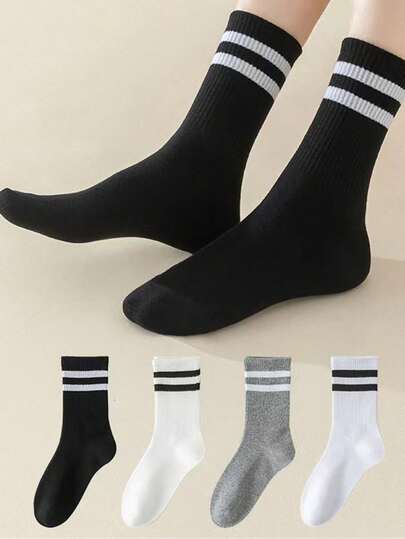 6 Paar Damen Lässig gestreifte atmungsaktive feuchtigkeitsableitende Knöchelsocken, hochtaillierte Sport Outdoor Socken