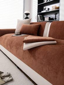1件装四季通用沙发垫套,现代简约防滑沙发座垫保护套,防水防尘可水洗沙发套,棕色清新时尚,柔软不易褪色,宠物友好,适用于L型沙发和1/2/3/4人沙发 - 棕色 - 查看 5