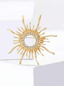 Spille da sole con cristalli di lusso - Spille creative per donne, accessori per gioielli casual da festa / regali per amici, decorazioni - sole - Visualizzare 2