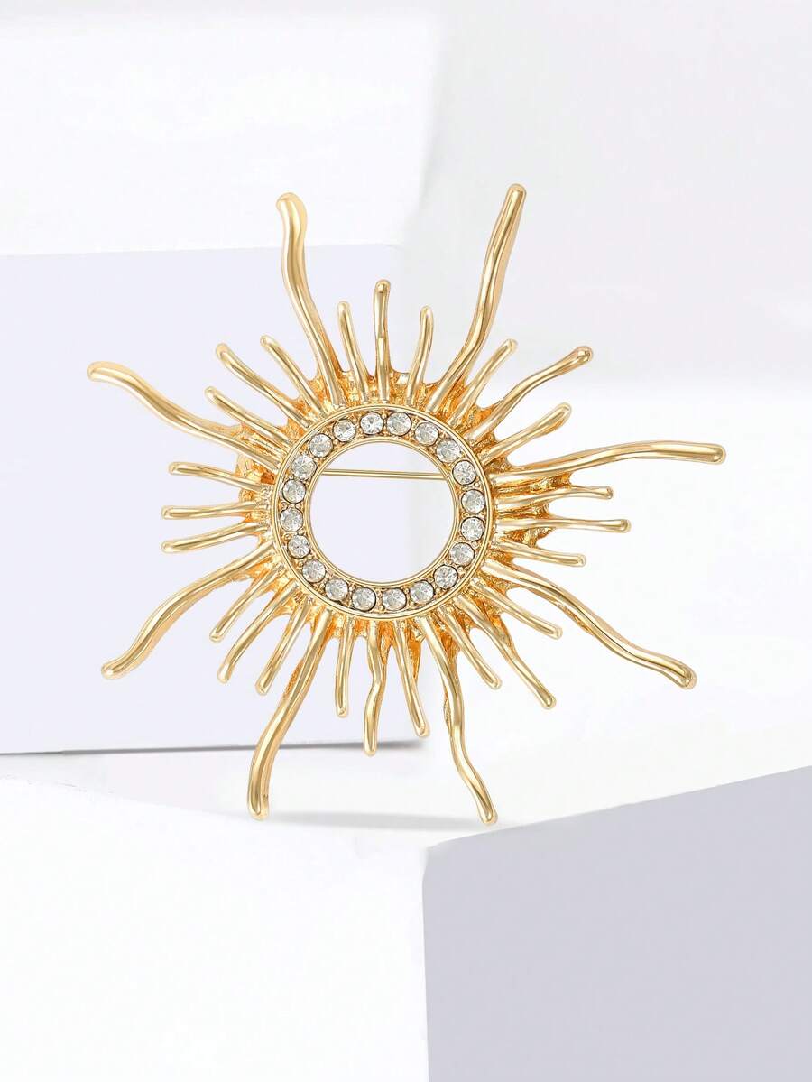 Spille da sole con cristalli di lusso - Spille creative per donne, accessori per gioielli casual da festa / regali per amici, decorazioni