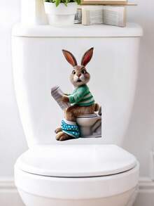 1张复活节兔子马桶贴纸，复活节马桶座圈和水箱盖装饰贴纸，浴室浴缸贴纸，卫生间门贴纸，冰箱门/窗/展示柜/汽车贴纸，复活节兔子墙贴，复活节快乐装饰，复活节派对背景装饰，春季家居装饰品，卧室和客厅装饰，房间墙面装饰，家居装饰，个性化贴纸 - 復活節兔子 - 查看 6