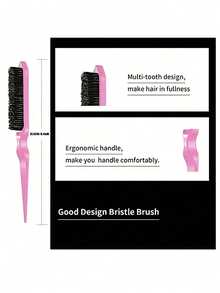 1/3/4/5/6/7pcs Hair Styling Tool Set, Includes Brush, Spray Bottle, Clear Water Bottle, Rat-Tail Comb, Hairline Shaping Brush, Suitable As New Year Gift For Girls, Comes With Cute DIY Stickers (Random Style) - Pink - View 8