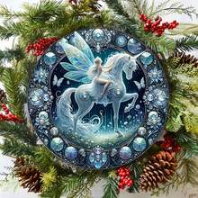 1pc Charming Unicorn Girl Round Wall Art - Ideal For Home, Office, Cafe And Garage Decor - Multicolor - View 9