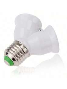 E27螺口LED灯泡插座，E27转2个E27分线器适配器 - 白色的 - 查看 4