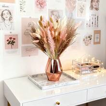 67pcs Dried Pampas Grass Bouquet - White, Brown And Pink Pampas, Bohemian Home Decor - Ideal For Indoor And Outdoor Use, Perfect For Valentine's Day, Easter, Mother's Day, Weddings, Outdoor Gardens, Spring Dining Table Centerpiece