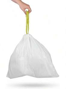 EstiloTendenciaNINESTARS NSTB-10-30 - Bolsa De Basura Extrafuerte Con Cierre De CordóN, Paquete De 1, Blanco, 13 GAL., 1Calidad PremiumVersióN Mejorada - 82,5 cm (alto) * 1,6 m (ancho) - Ver 4