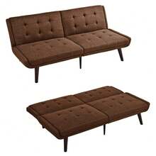 Futons - Brown + Linen + 2 Seats + Foam - View 3