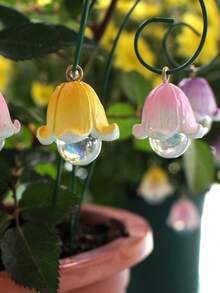 1/3/6件装铃兰花园装饰，金属庭院艺术摆件，春夏树脂花卉花园，户外花园布局，庭院阳台景观树脂摆件，户外草坪小径花盆，花坛，草坪小径花盆，花坛，户外，办公室和书桌装饰，带树脂花盆，生日婚礼礼物，春季装饰，仙境花园装饰，生日礼物，园艺爱好者礼物 - 彩色 - 查看 6