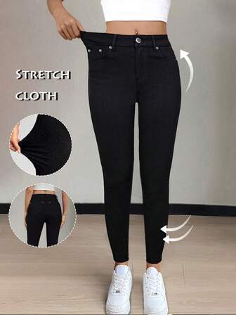 GILIPUR New Women's Stretch Trousers High Waisted Design Slim Fit Casual Versatile Elegant Street Style Perfect For Winter And Spring Outfits Suitable For Holidays Like New Year's And Valentine's Day