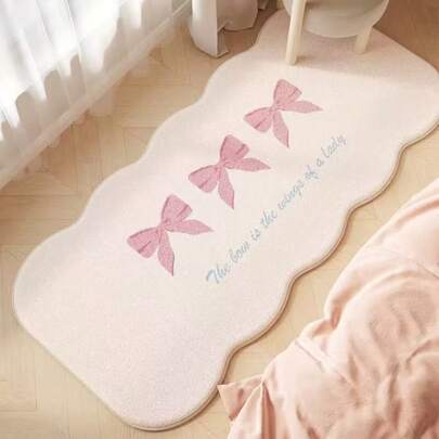 1pc 3 Pink Bow Accent Rug, Living Room Decor, Bedroom Carpet, Home Casual Rug, Decorative Rug, Small Rug, Carpet, Home Decor, Living Room Rug, Living Room Small Rug, Bedroom Rug, Living Room Home Decor, Outdoor Rug, Plush Rug, Fuzzy Rug, Autumn/Winter Rug, Thick/Fluffy, Washable Rug