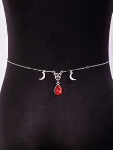 1件迷人性感水晶吊坠银色腰带，波西米亚风银色腰链，魅力时尚派对身体链，夏季海滩旅行银色水晶比基尼链，适合女性在派对上佩戴，可作为送给朋友和同学的礼物。 - 款式4 - 查看 7